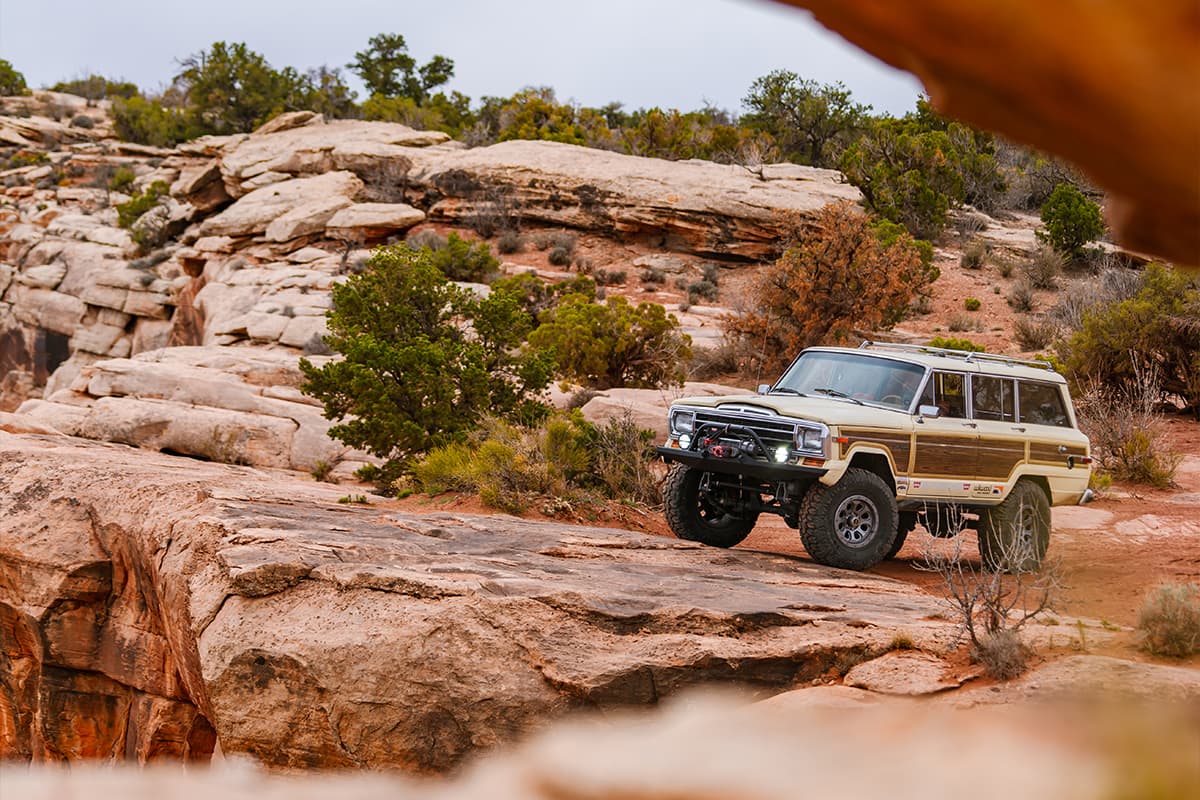 A Wagoneer off-roading in Moab